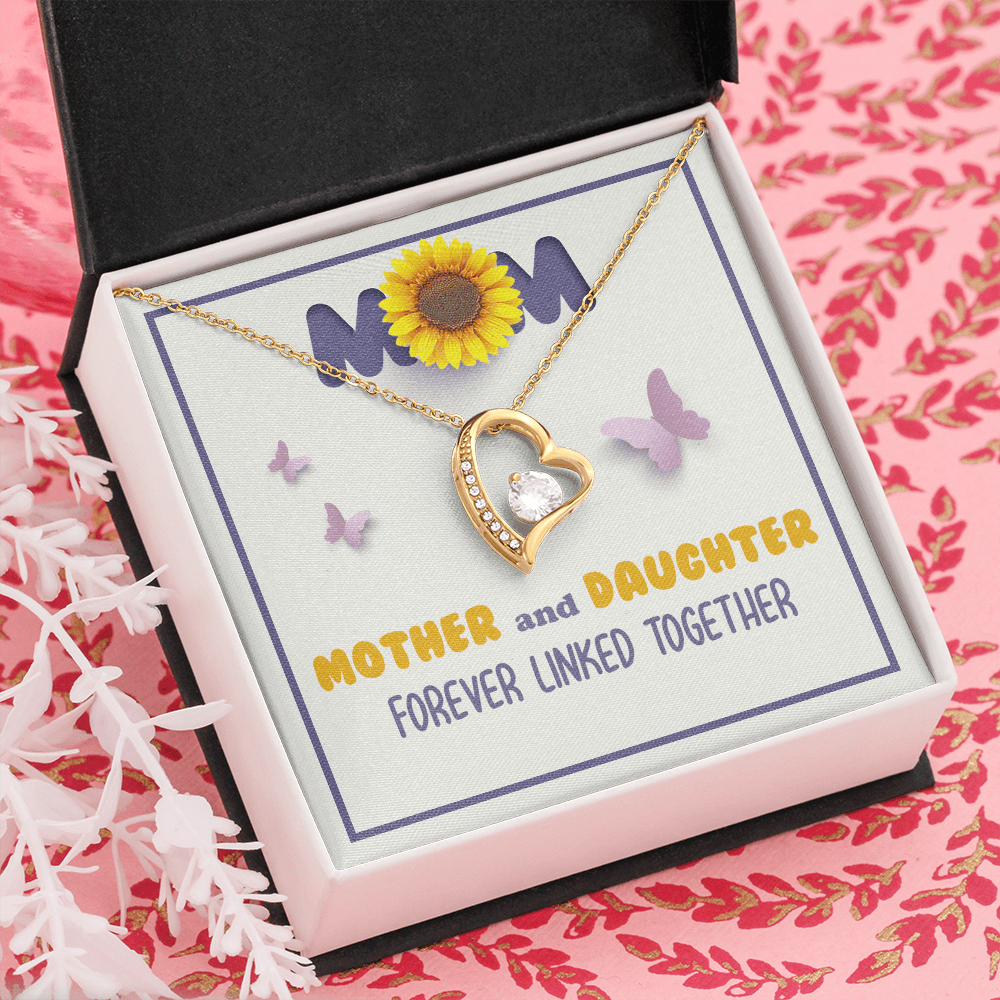 Mom mother and daughter forever linked together mother daughter necklace 18K Yellow Gold Dipped Forever Love Necklace