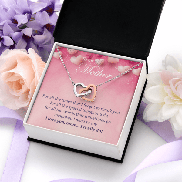Two hearts necklace for mom, I love you mom I really do necklace, mother day gift, to my mother daughter necklace