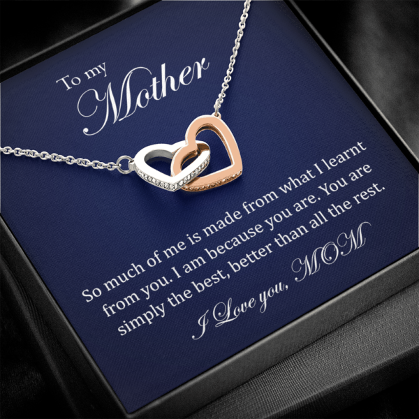 Two hearts embellished necklace for mom, to my mother daughter necklace, you are simply the best necklace, birthday gift for mom