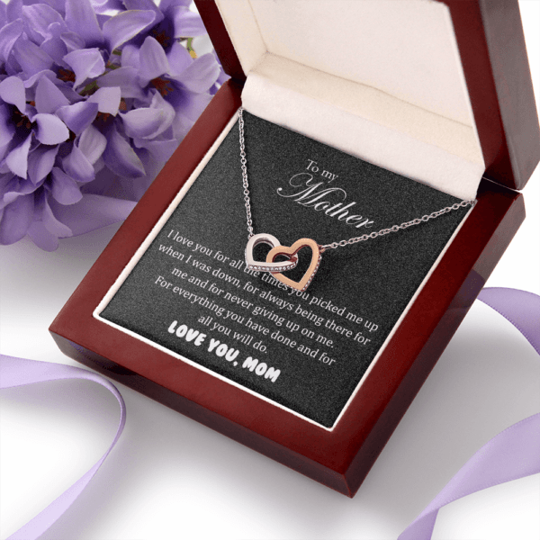 To my mother daughter necklace, I love you for all the times you picked me up when I was down, love mom necklace, gift for mother birthday