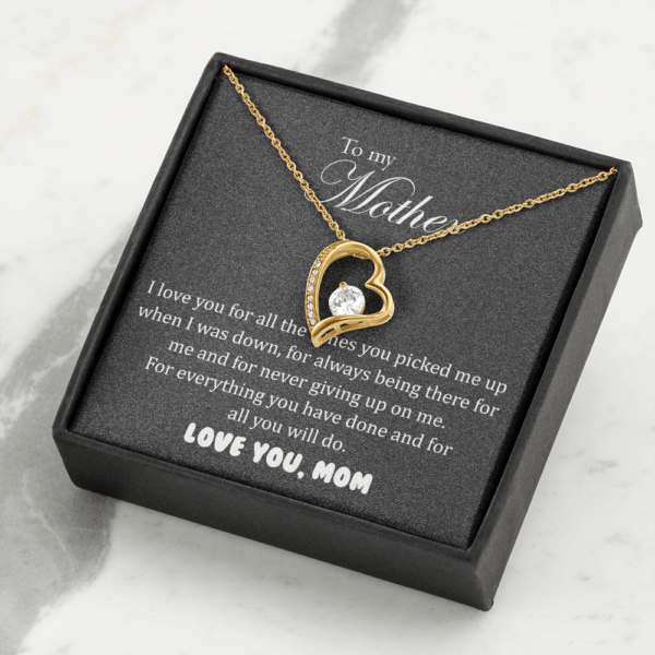 I love you for all time 18K Yellow Gold Dipped to my mother necklace, gift for mom, mother day gift, to my mother daughter necklace