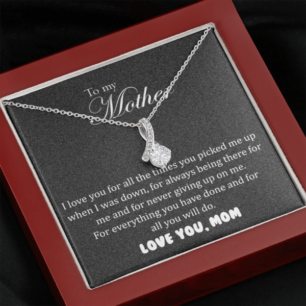 Beautiful sparkly pendant for mom, I love for all the times you picked me up when I was down,necklace gift box for mother day, to my mother daughter necklace