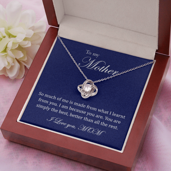 To my mother daughter necklace, So much of me is made from what I learnt from you necklace, birthday gift from mom, The Love Knot Necklace