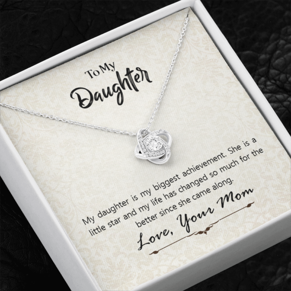 To my daughter necklace love knot necklace My daughter is my biggest achievement She is a little star and my life has changed so much for the better since she came along necklace